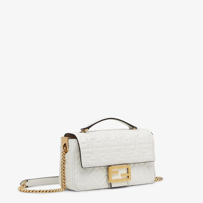 Baguette Chain Midi in white nappa leather