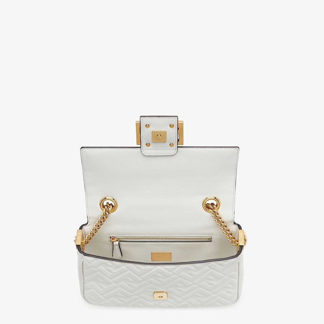 Baguette Chain Midi in white nappa leather