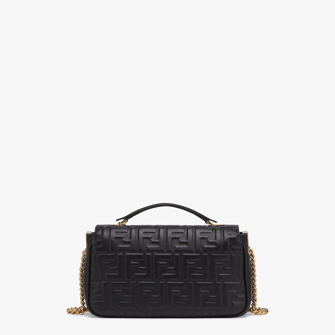 Baguette Chain Midi in black nappa leather with FF pattern