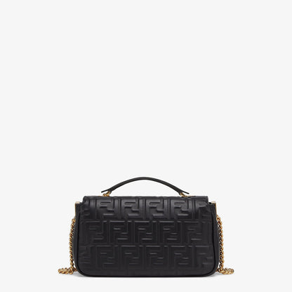 Baguette Chain Midi in black nappa leather with FF pattern