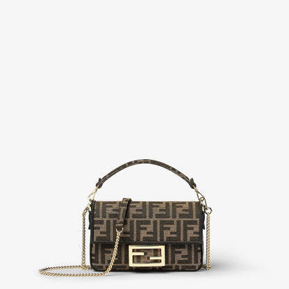 Baguette Mini in brown FF jacquard fabric