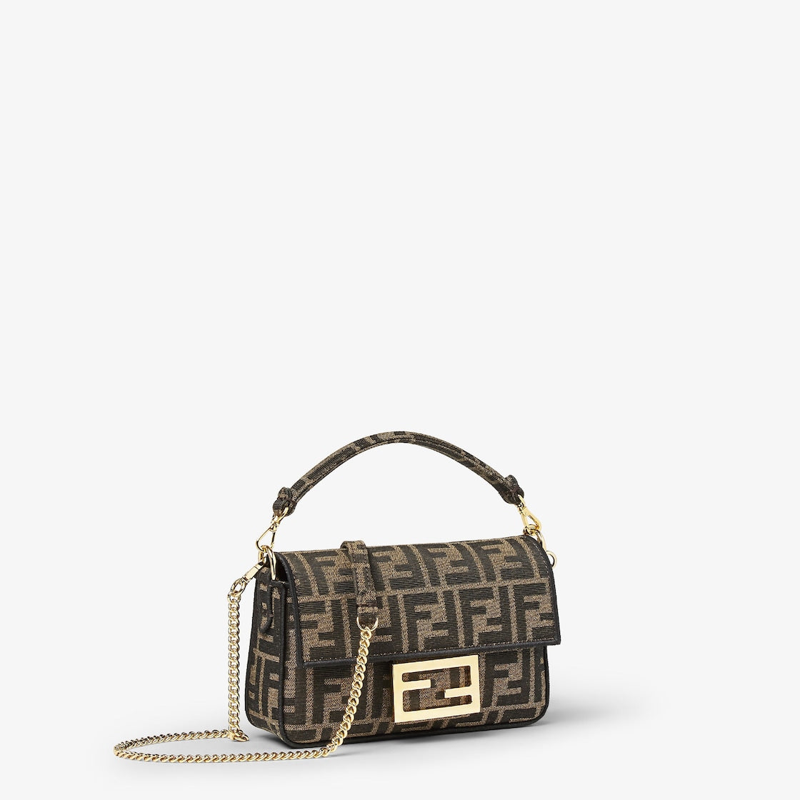 Baguette Mini in brown FF jacquard fabric