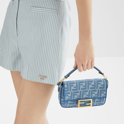 Baguette Mini in blue FF jacquard denim