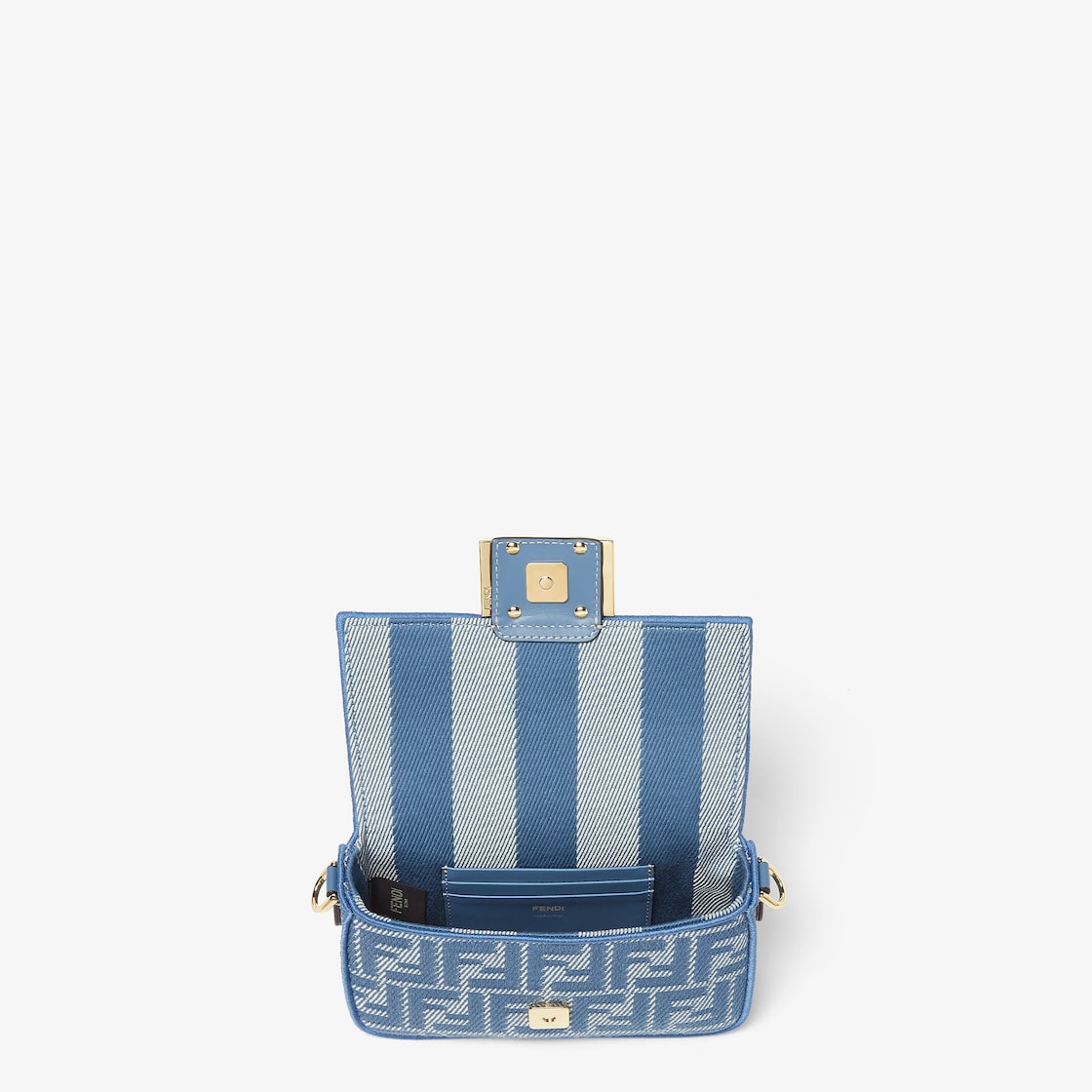 Baguette Mini in blue FF jacquard denim
