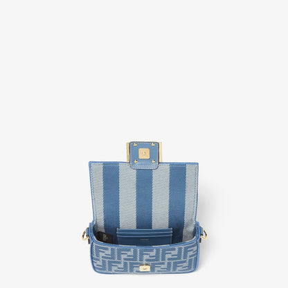 Baguette Mini in blue FF jacquard denim