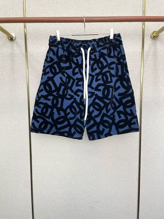 Badehose aus Samt mit Monogramm Blau