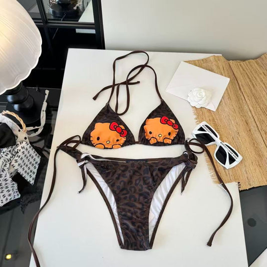 Hello Kitty Leopard Print Bikini Braun