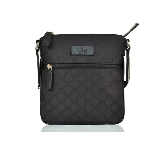 GG MEN'S BLACK FABRIC MESSENGER BAG