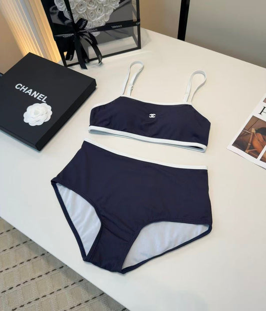 High-Waist-Bikini-Set Schwarz