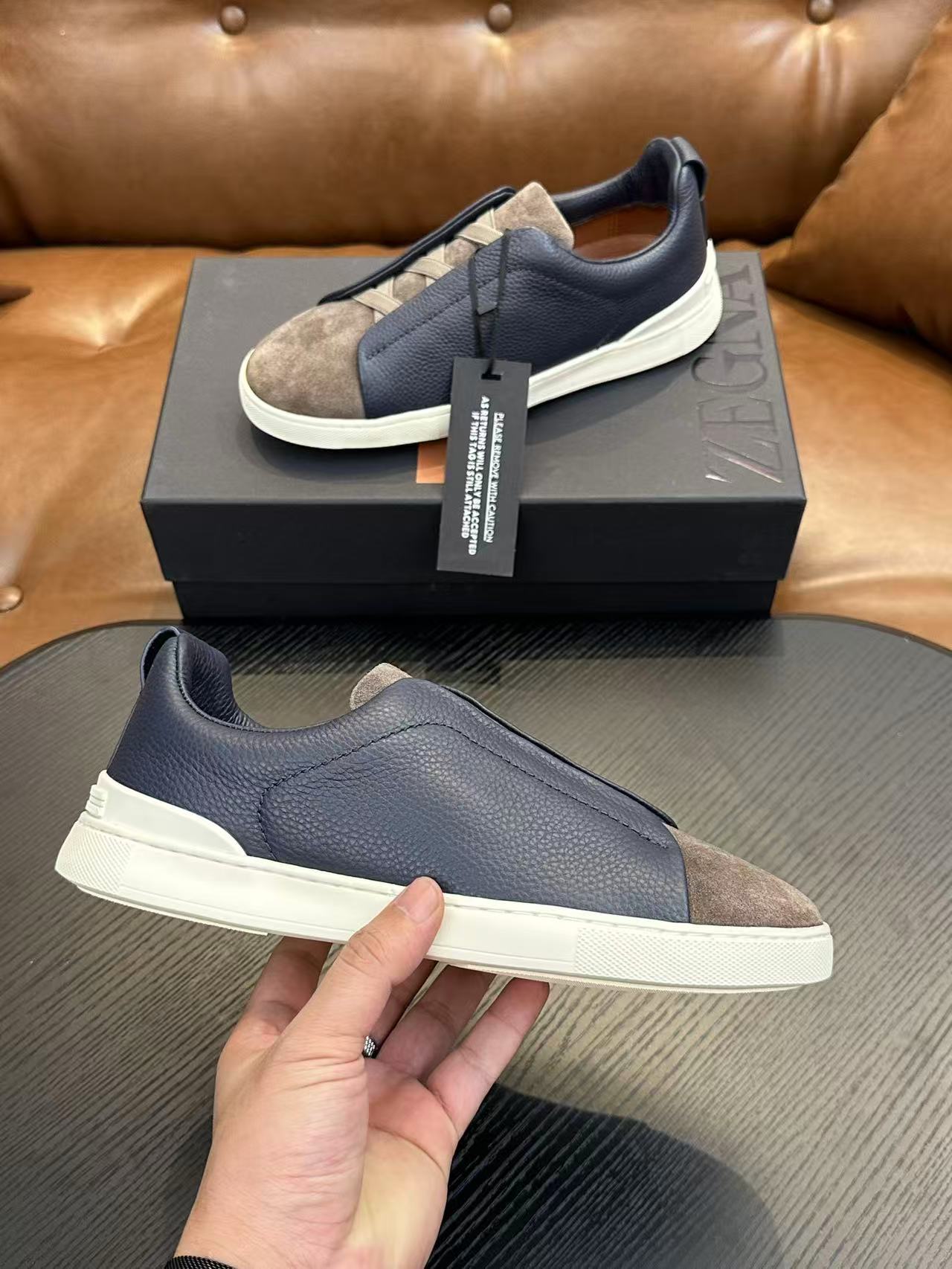 Blau/Braun/Weiß Triple Stitch SECONDSKIN Sneakers