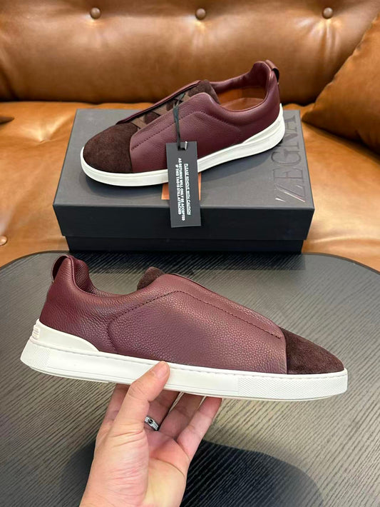 Burgundy/White Triple Stitch SECONDSKIN Sneakers