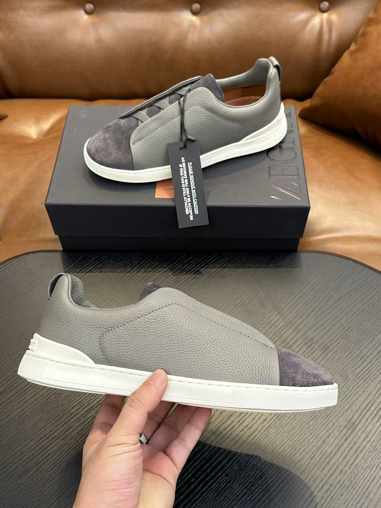 Dark Grey/White Triple Stitch SECONDSKIN Sneakers