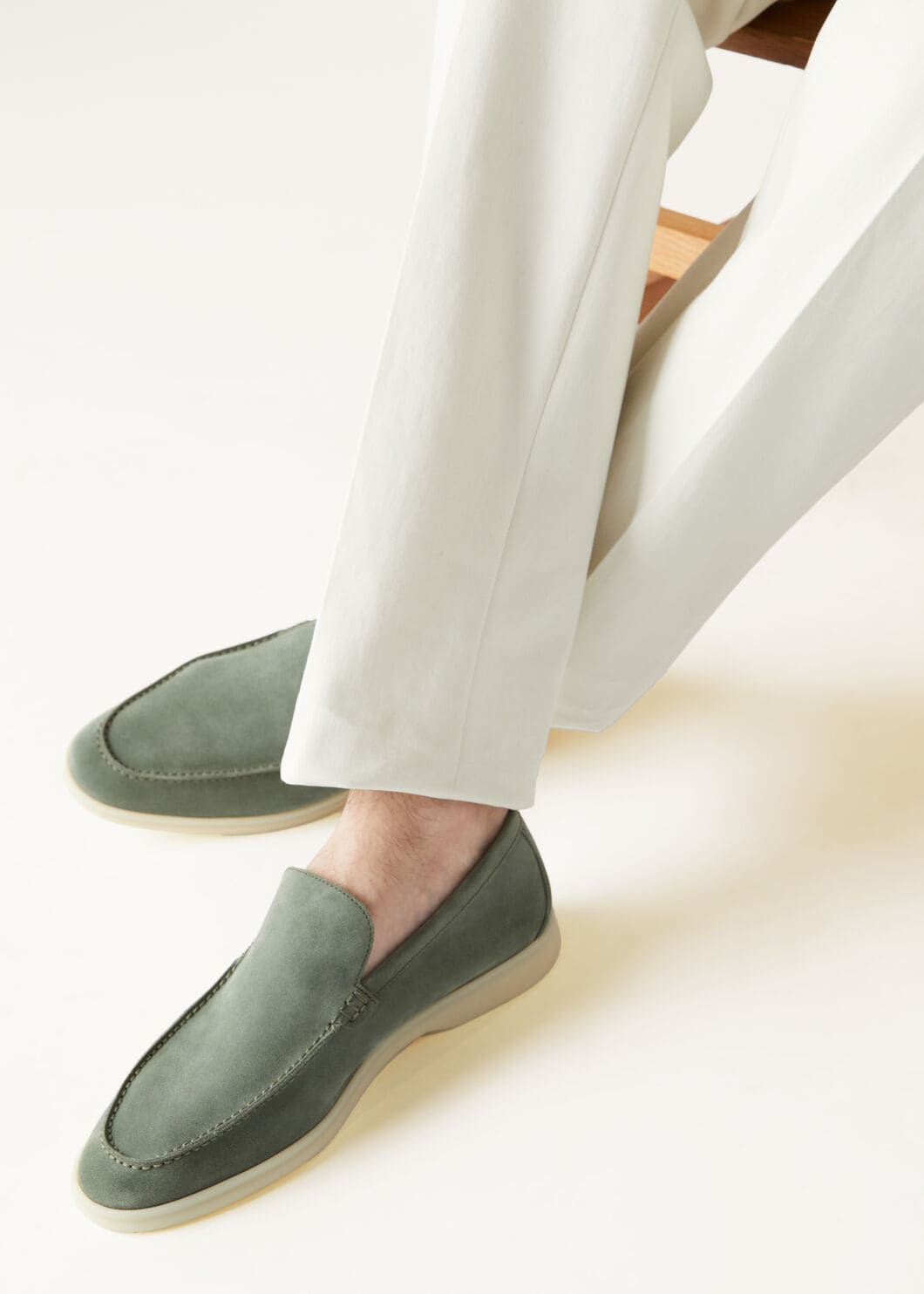 Men's Summer Walk moccasins in jade green suede