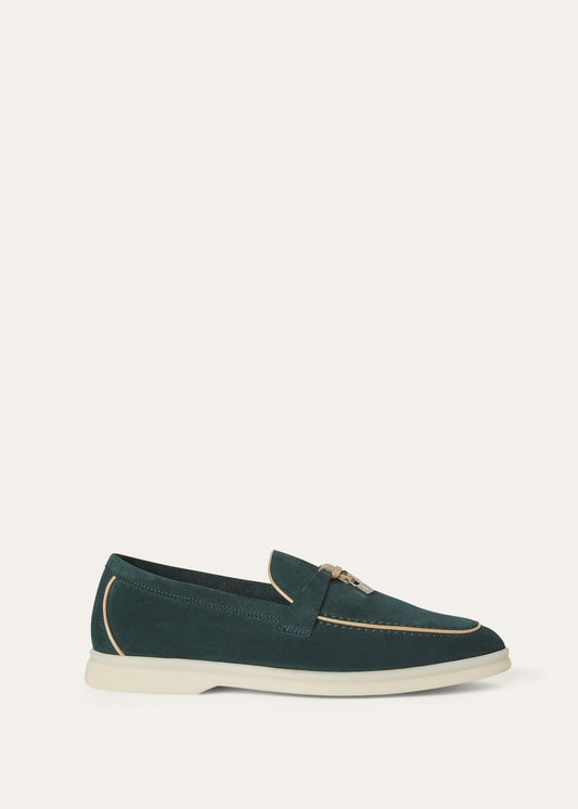 Summer Charms Walk moccasins in emerald black suede