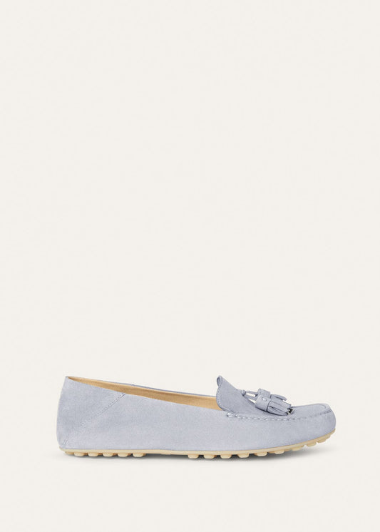 Dot Sole Walk moccasins in zircon-colored suede for women