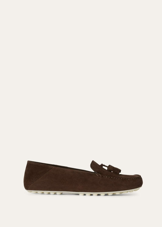 Moccasins Dot Sole Walk in chocolate brown suede women