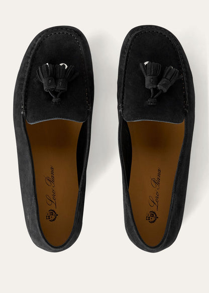 Mokassins Dot Sole Walk aus kaviarschwarzem Wildleder Damen