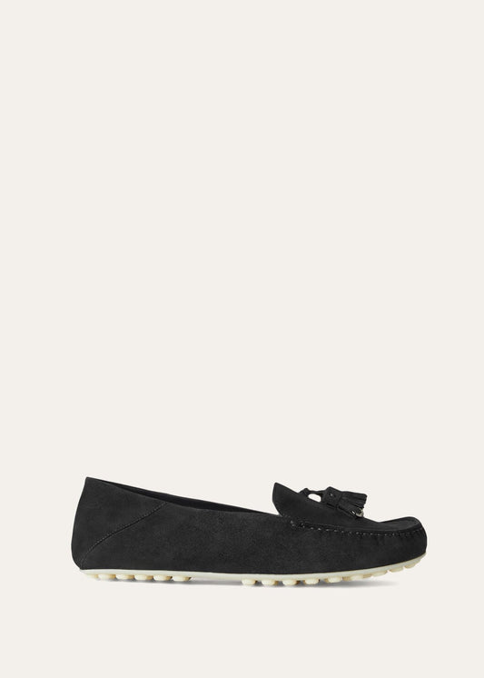 Moccasins Dot Sole Walk in caviar black suede women