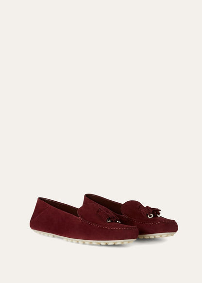 Dot Sole Walk moccasins in burgundy suede for women