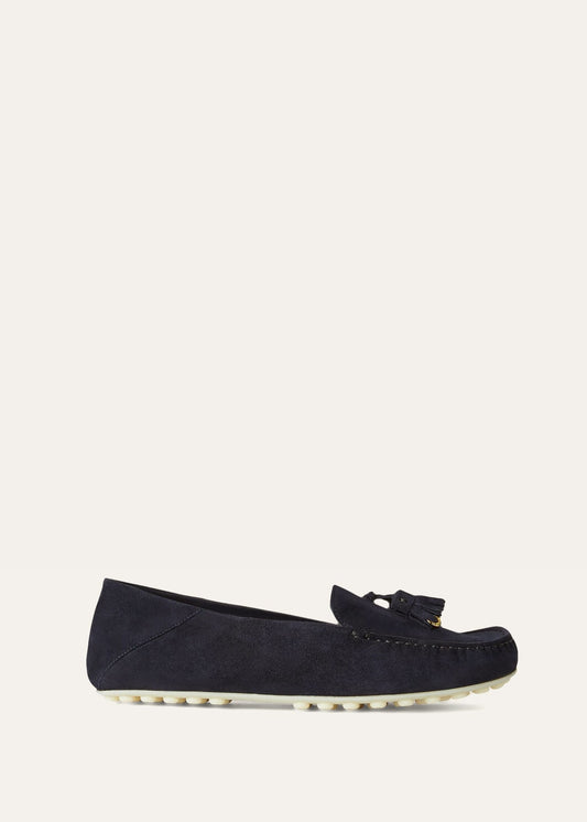 Moccasins Dot Sole Walk in navy blue suede women