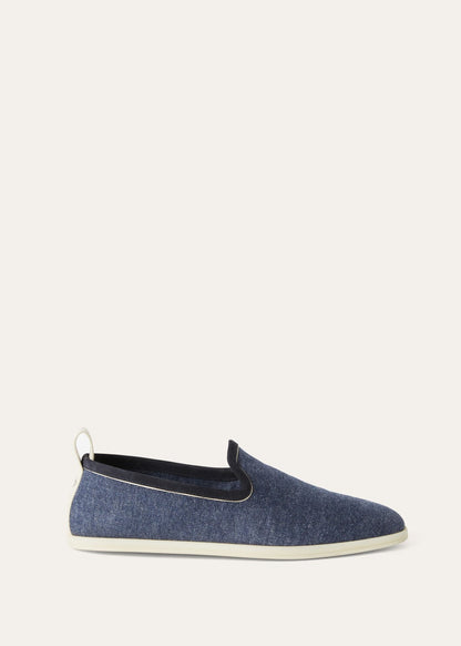 Venice Walk moccasins in blue cotton fabric for men