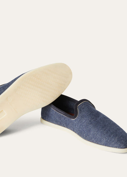 Venice Walk moccasins in blue cotton fabric for men