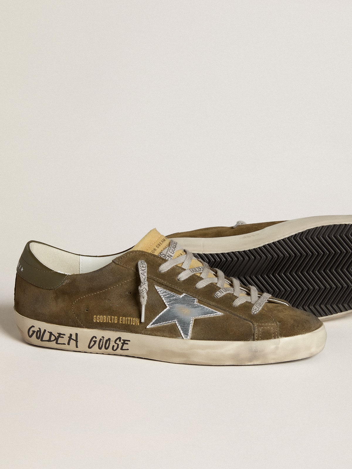 Super-Star LTD in suede with coated leather star and leather heel