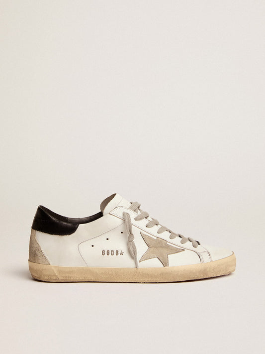 Super-Star with black heel and metal stud lettering