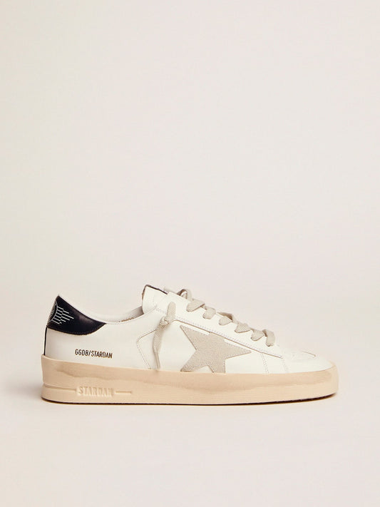 Stardan with star in ice grey suede and navy blue heel