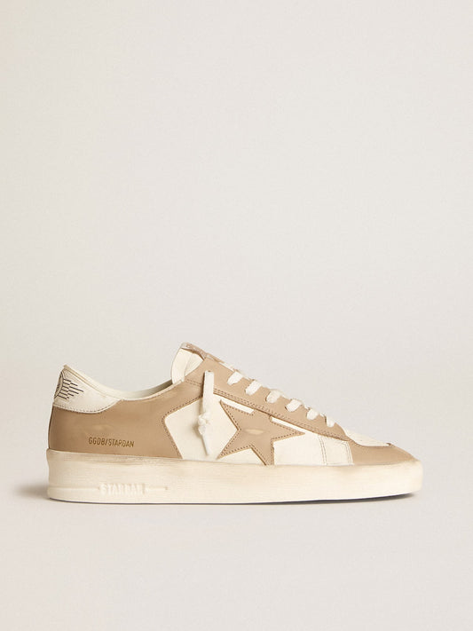 Stardan in pelle bianco-beige con stella beige e tacco bianco