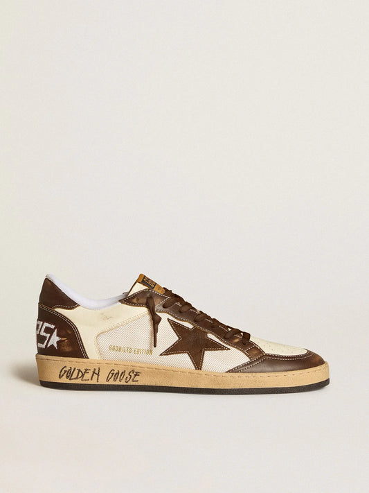 Nappa leather and mesh with suede star and brown leather elements
