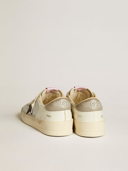 Stardan aus Leder und Nylon mit schwarzem Lederstern und Nubukleder an der Ferse