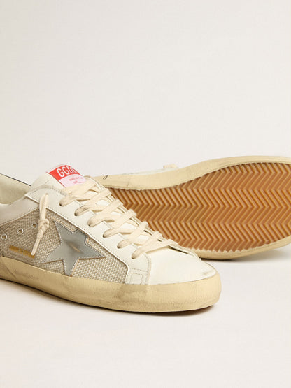 Super-Star LTD in mesh and leather with silver star and blue heel