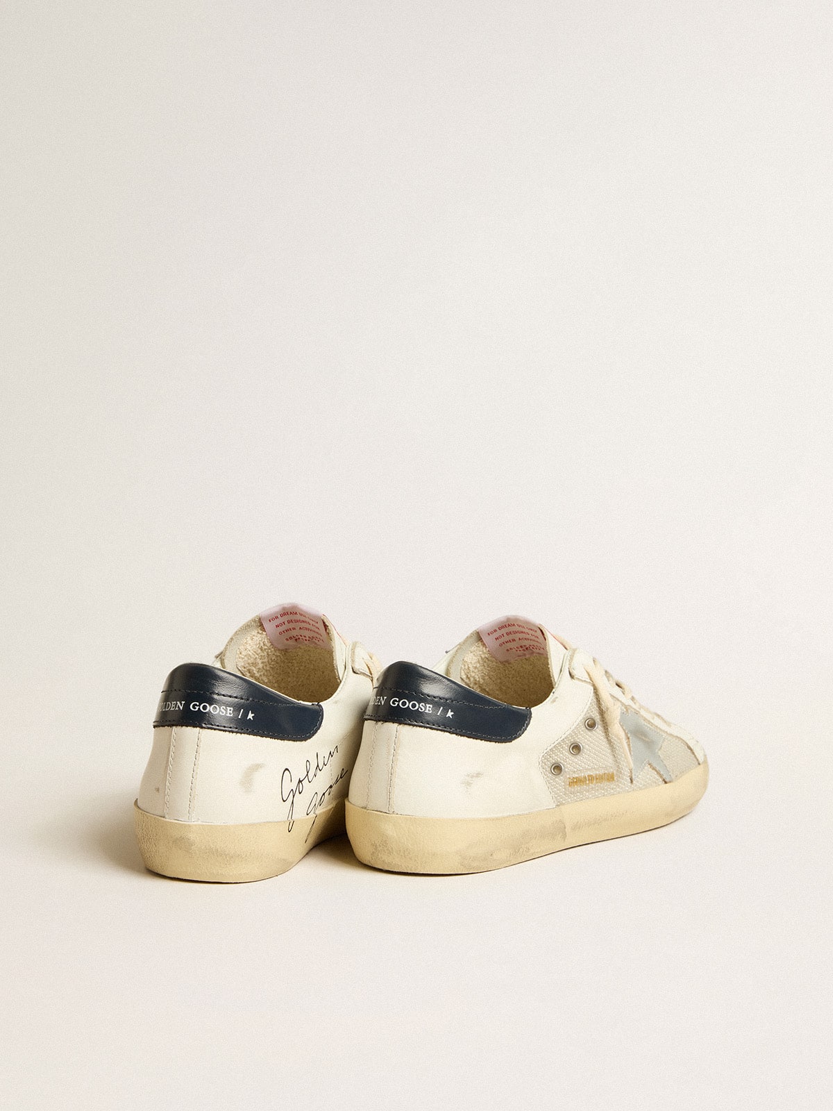 Super-Star LTD in mesh and leather with silver star and blue heel