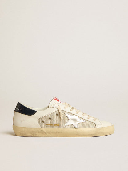 Super-Star LTD in mesh and leather with silver star and blue heel