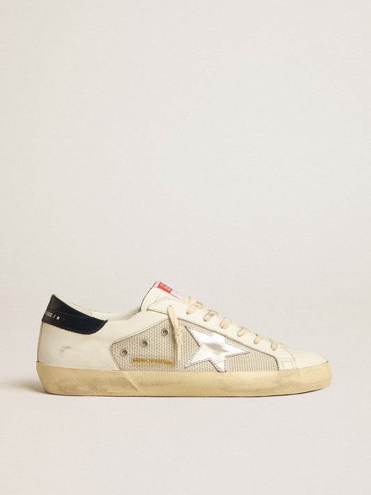 Super-Star LTD in mesh and leather with silver star and blue heel