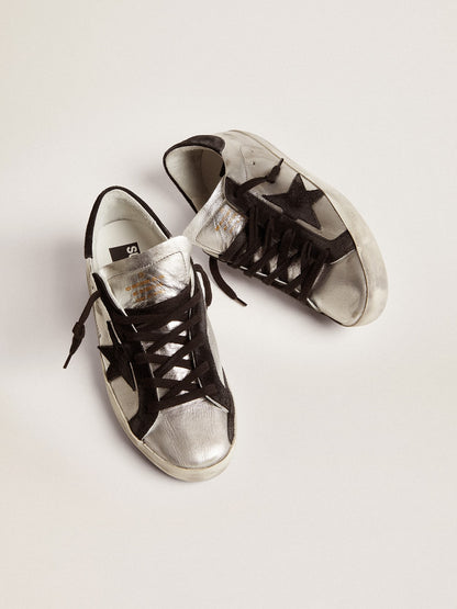 Silver leather with contrasting inserts