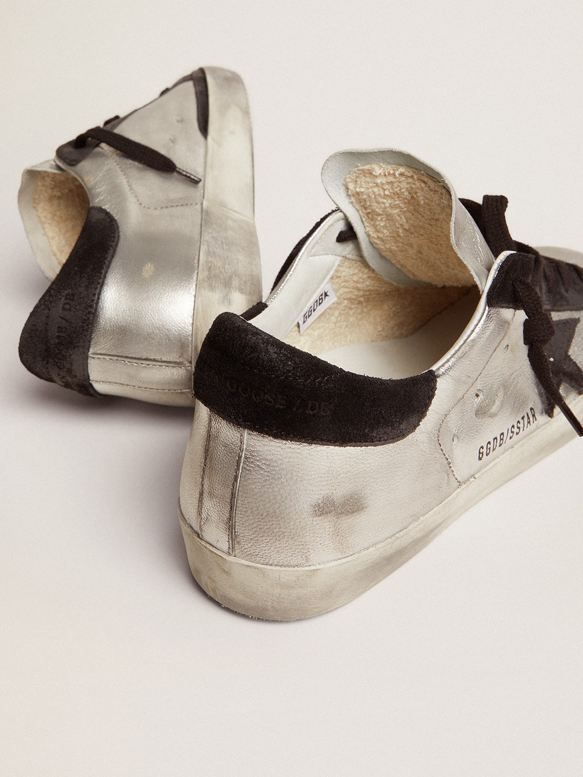 Silver leather with contrasting inserts