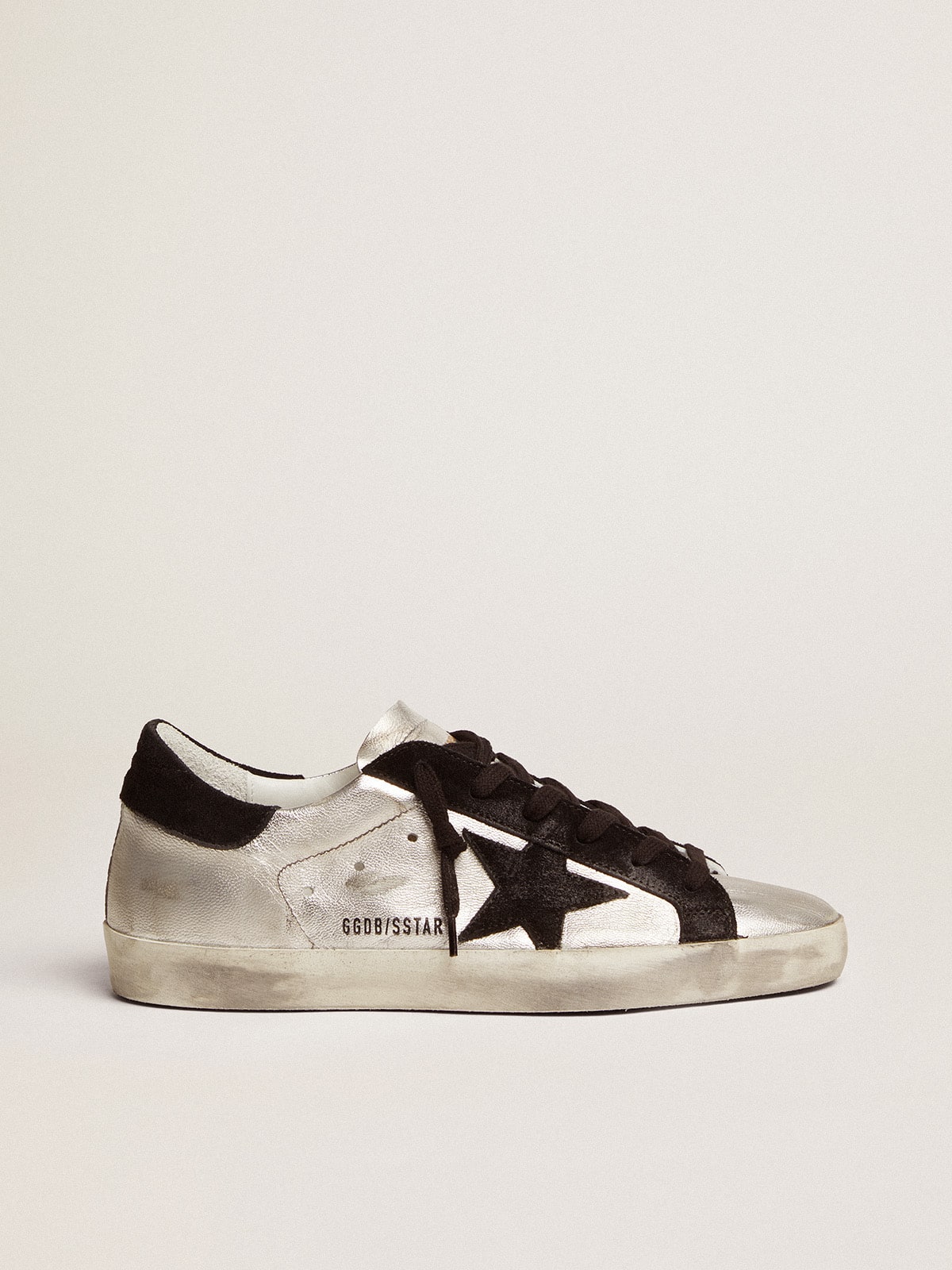 Silver leather with contrasting inserts