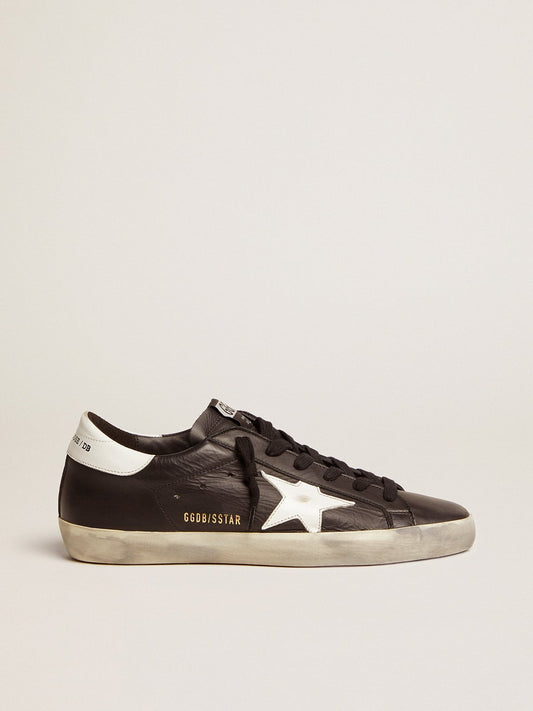 Black leather Super-Star with white leather star and heel