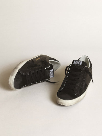 Super-Star in black nappa with black star and glitter heel