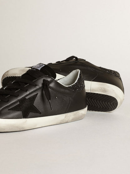 Super-Star in black nappa with black star and glitter heel