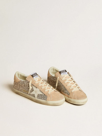 Silver glitter Super-Star with star and leather heel detail