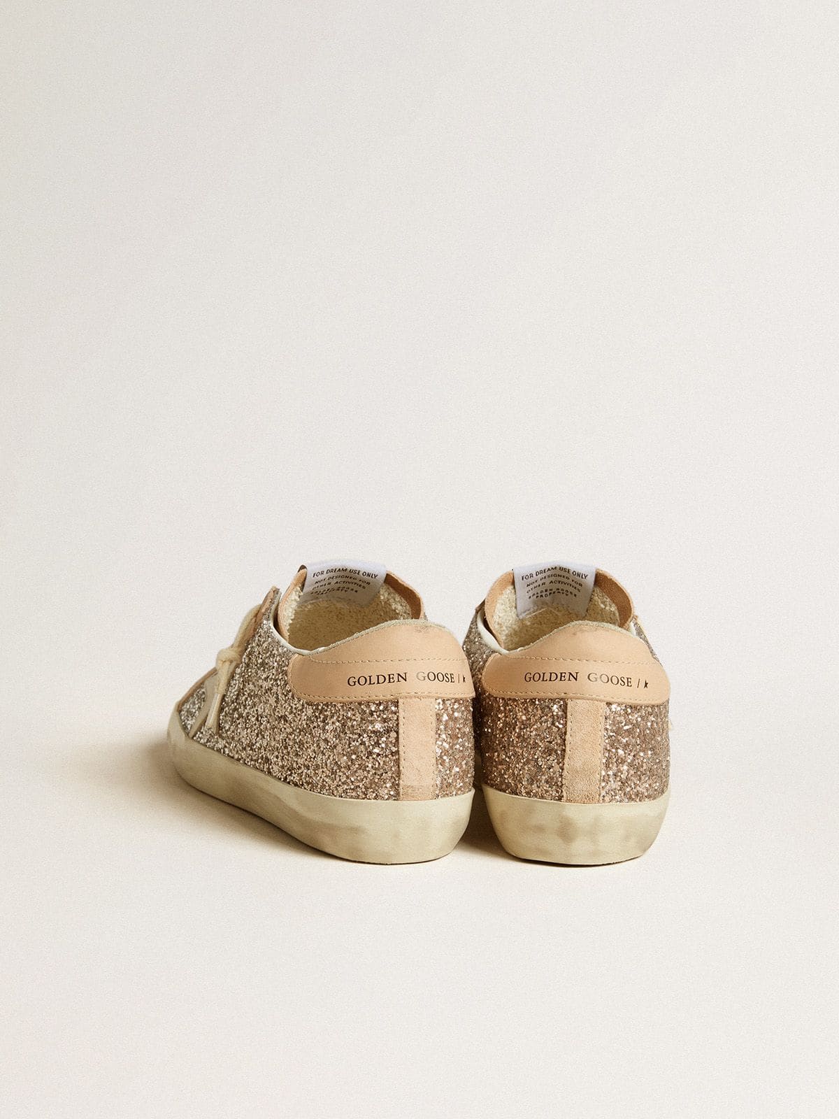 Silver glitter Super-Star with star and leather heel detail