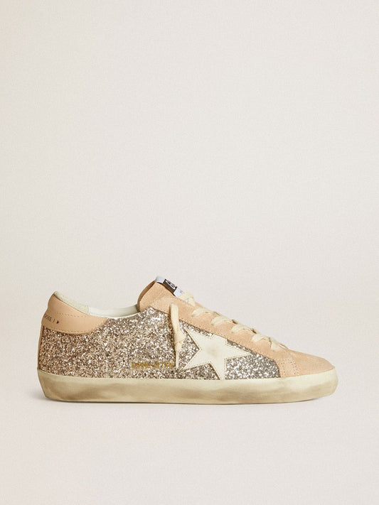 Silver glitter Super-Star with star and leather heel detail