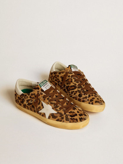 Super-Star LTD in Cavallino leather with leopard print design with star and leather heel