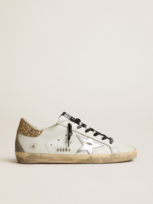 Leather Super-Star with glitter heel