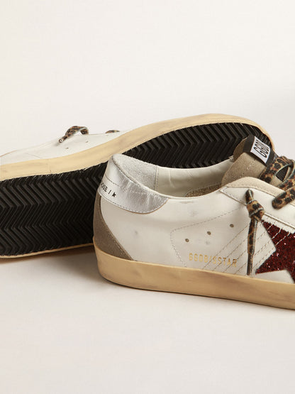 Super-Star with burgundy glitter star and silver heel
