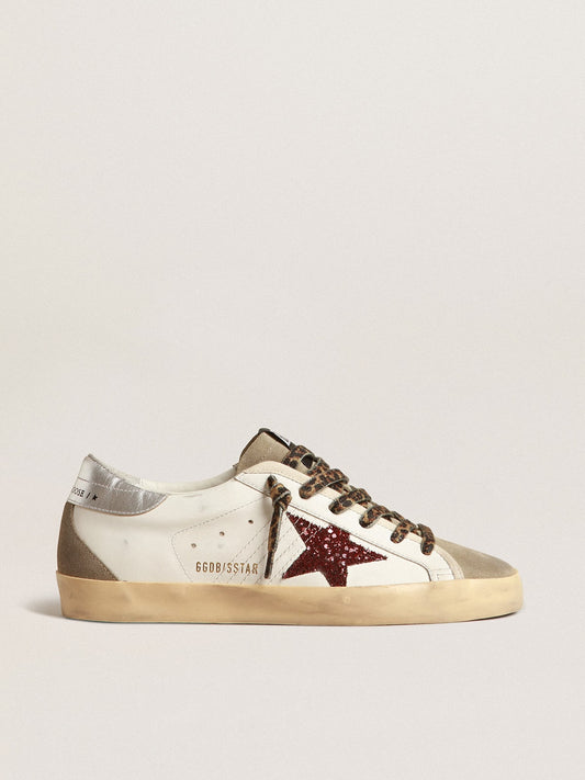 Super-Star with burgundy glitter star and silver heel