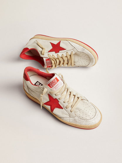 White leather with star and heel in red